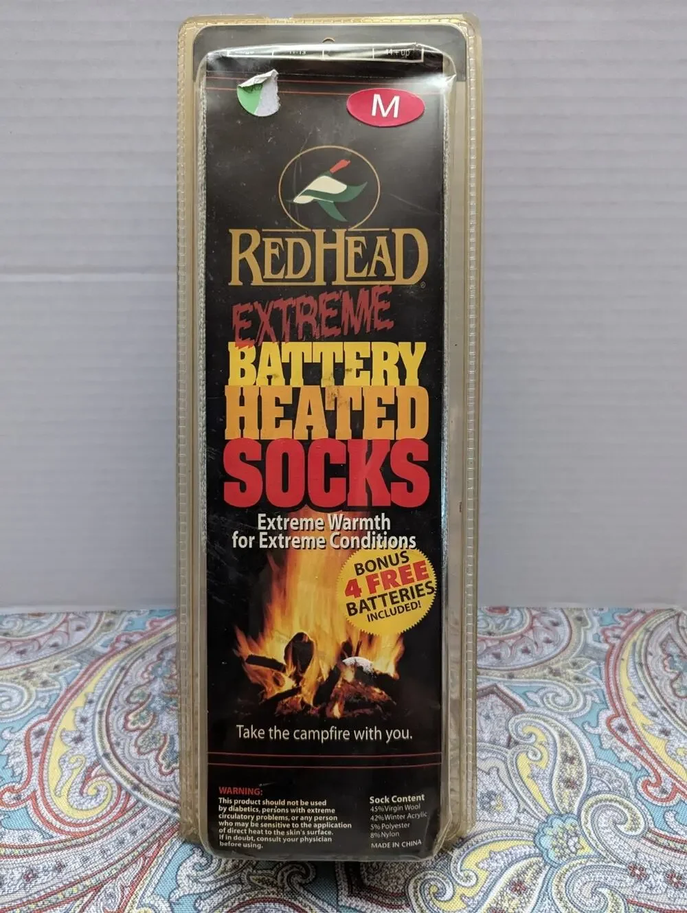 NEW NOS Redhead Bass Pro Shops Extreme Battery Heated Wool Socks Size Medium